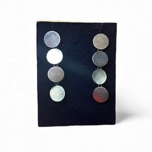 Vintage Silver Disc Dangle Earrings Modernist Jewelry vintage drop earrings